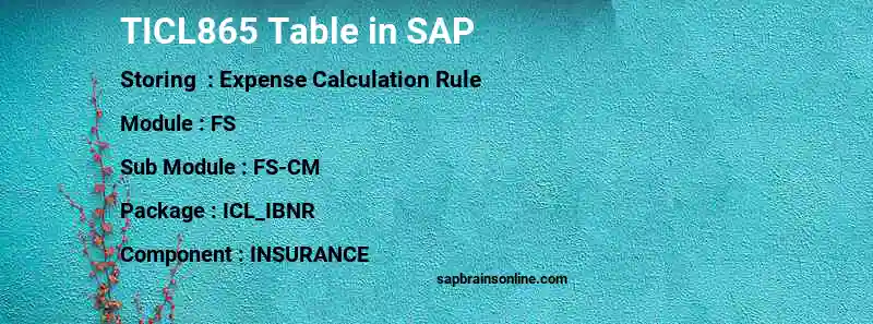 SAP TICL865 table