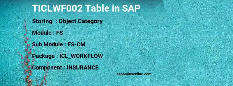 SAP TICLWF002 table
