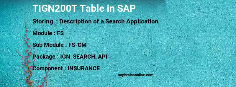 SAP TIGN200T table