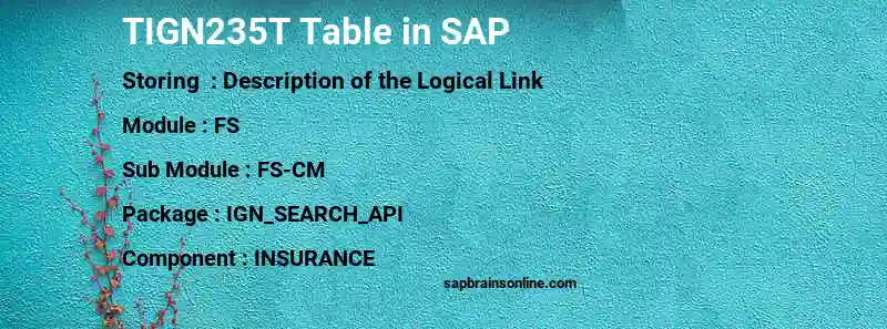 SAP TIGN235T table