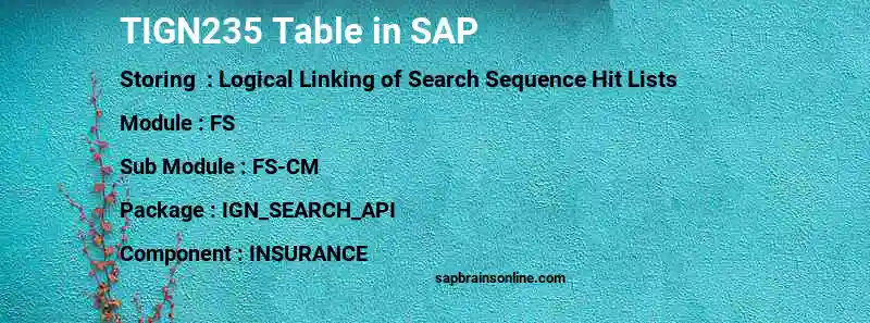 SAP TIGN235 table