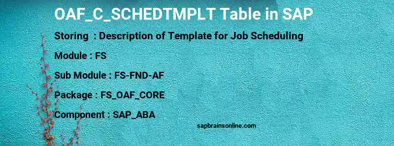 SAP OAF_C_SCHEDTMPLT table