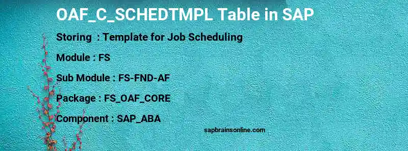 SAP OAF_C_SCHEDTMPL table