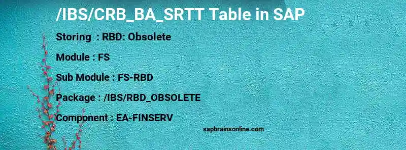 SAP /IBS/CRB_BA_SRTT table