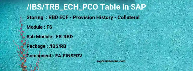 SAP /IBS/TRB_ECH_PCO table