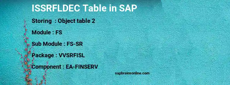 SAP ISSRFLDEC table