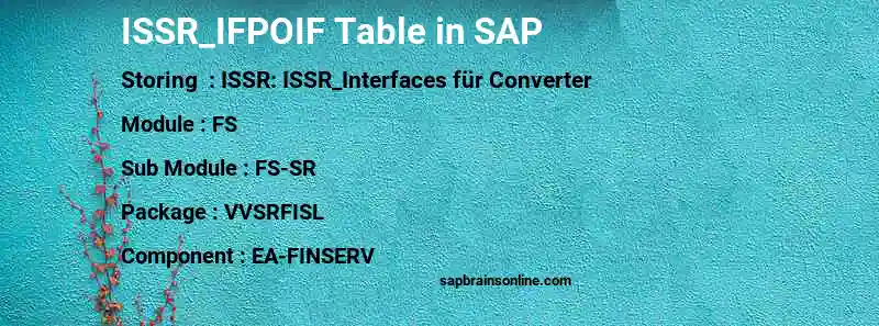 SAP ISSR_IFPOIF table