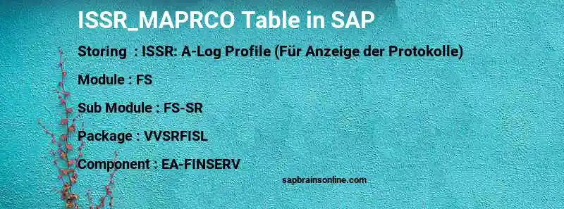 SAP ISSR_MAPRCO table