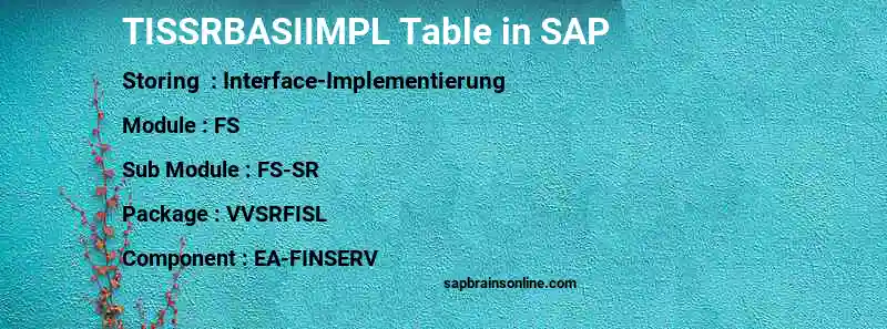 SAP TISSRBASIIMPL table