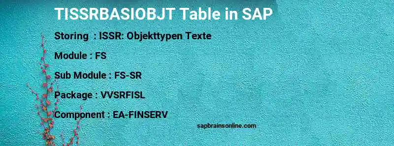 SAP TISSRBASIOBJT table