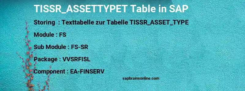 SAP TISSR_ASSETTYPET table