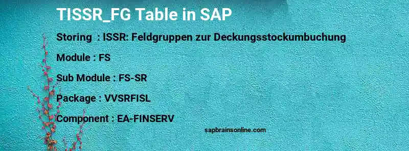 SAP TISSR_FG table