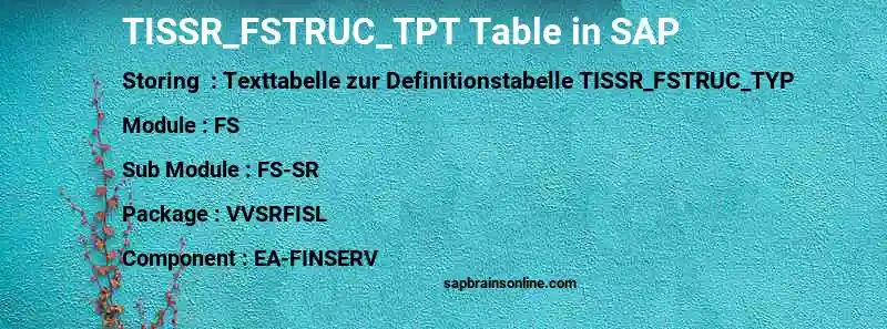 SAP TISSR_FSTRUC_TPT table