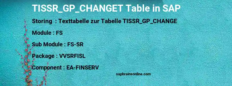 SAP TISSR_GP_CHANGET table