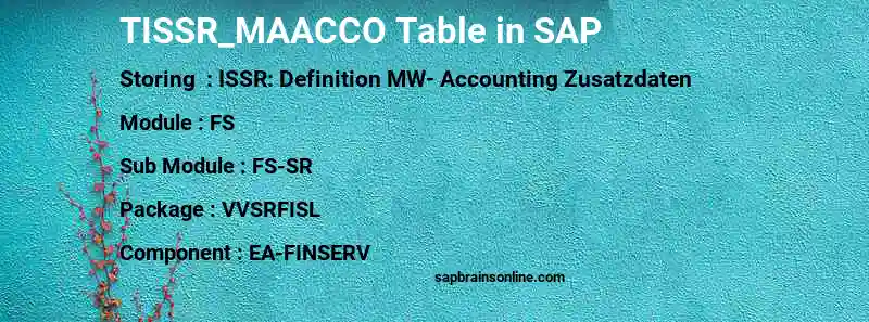 SAP TISSR_MAACCO table