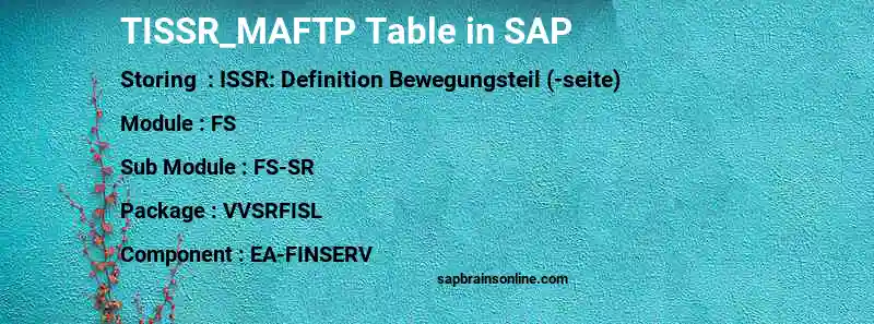 SAP TISSR_MAFTP table
