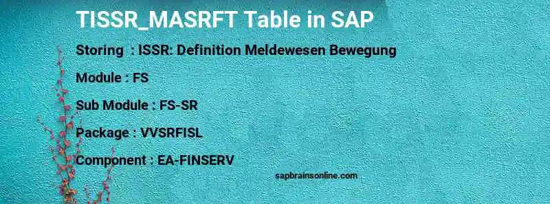 SAP TISSR_MASRFT table