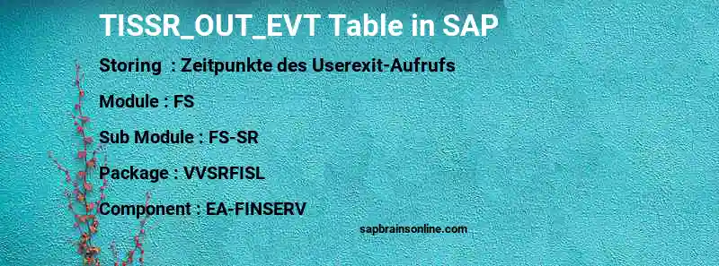 SAP TISSR_OUT_EVT table