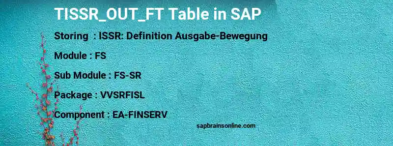 SAP TISSR_OUT_FT table