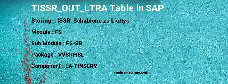 SAP TISSR_OUT_LTRA table