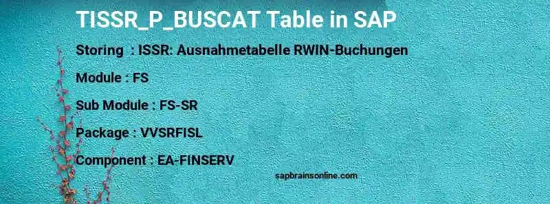 SAP TISSR_P_BUSCAT table