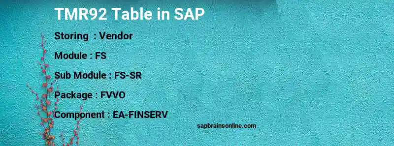 SAP TMR92 table