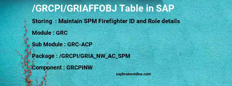 SAP /GRCPI/GRIAFFOBJ table