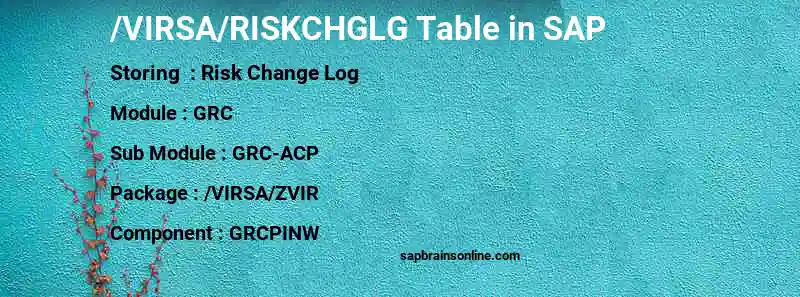 SAP /VIRSA/RISKCHGLG table