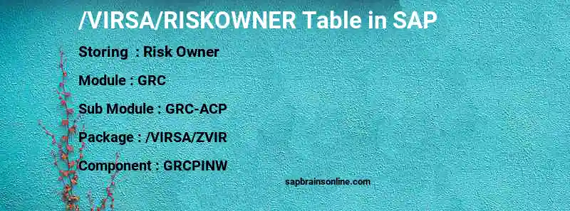 SAP /VIRSA/RISKOWNER table