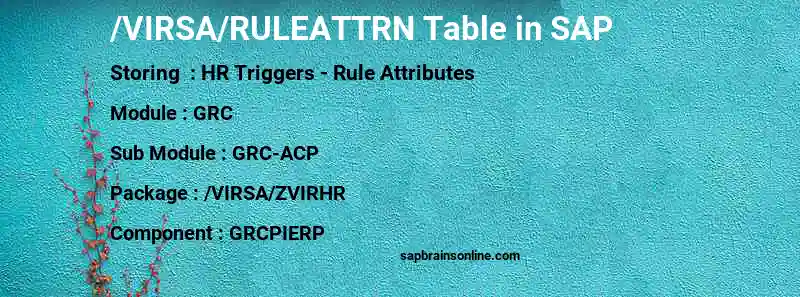 SAP /VIRSA/RULEATTRN table