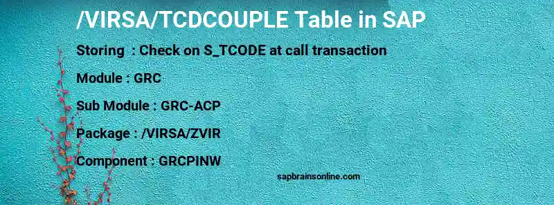 SAP /VIRSA/TCDCOUPLE table