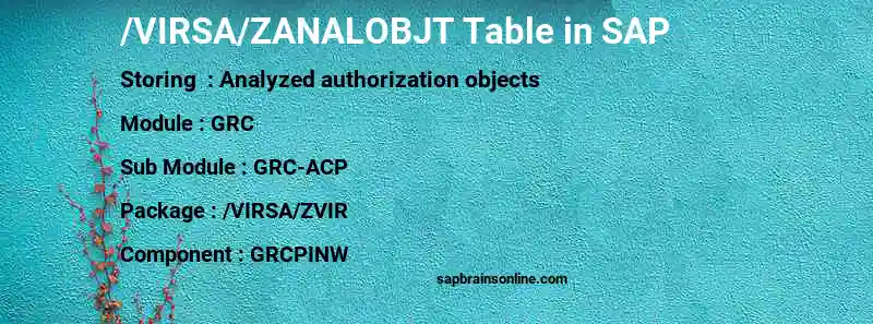 SAP /VIRSA/ZANALOBJT table