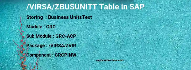 SAP /VIRSA/ZBUSUNITT table