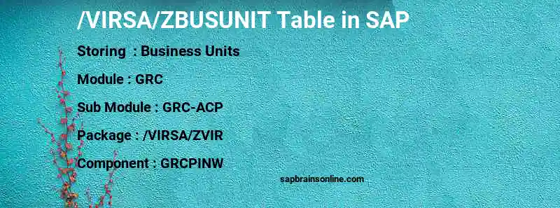 SAP /VIRSA/ZBUSUNIT table