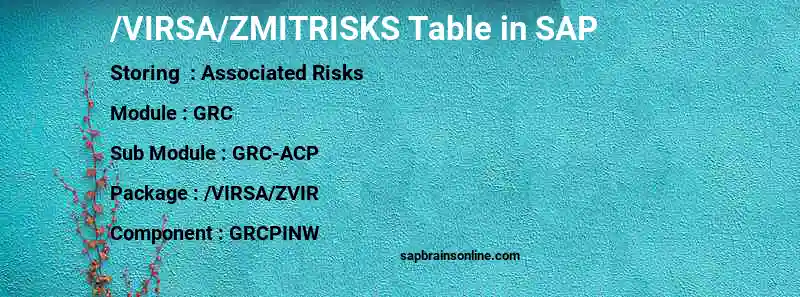 SAP /VIRSA/ZMITRISKS table