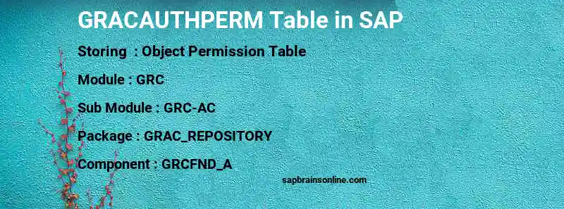 SAP GRACAUTHPERM table