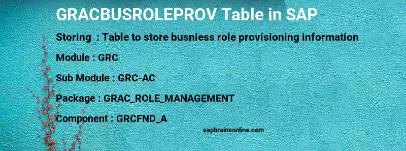 SAP GRACBUSROLEPROV table