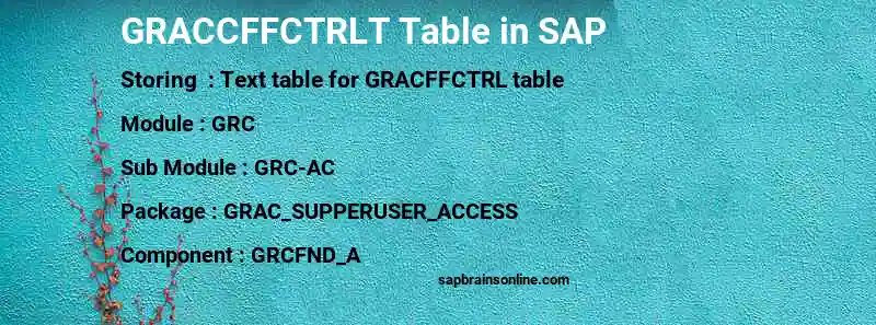 SAP GRACCFFCTRLT table