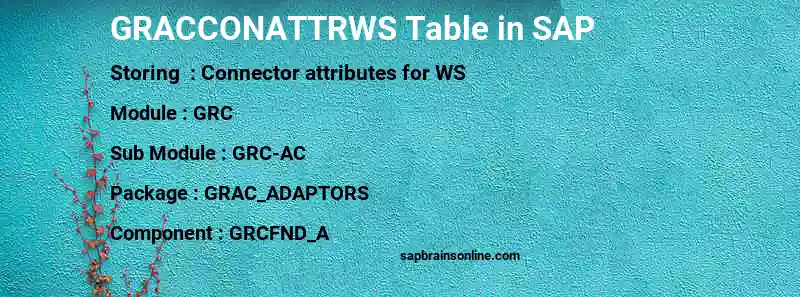 SAP GRACCONATTRWS table