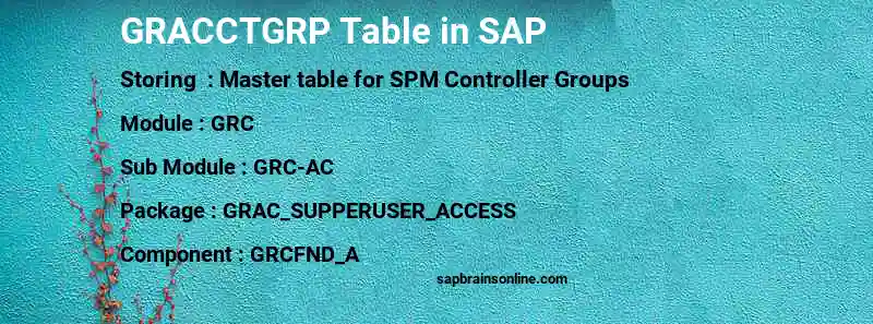 SAP GRACCTGRP table