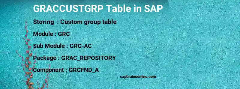 SAP GRACCUSTGRP table