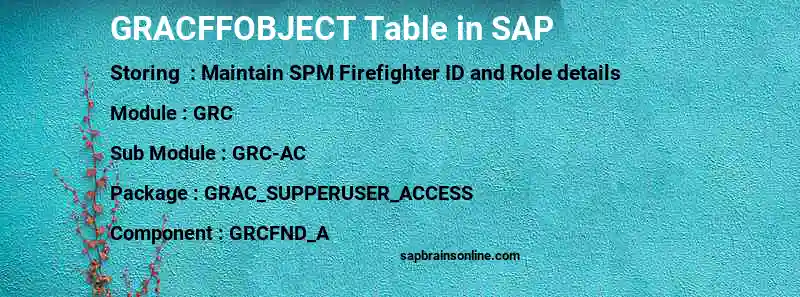 SAP GRACFFOBJECT table