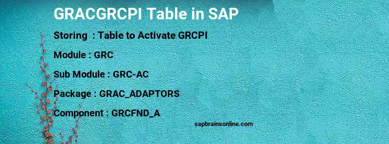 SAP GRACGRCPI table
