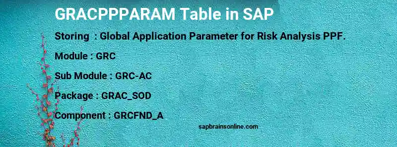 SAP GRACPPPARAM table