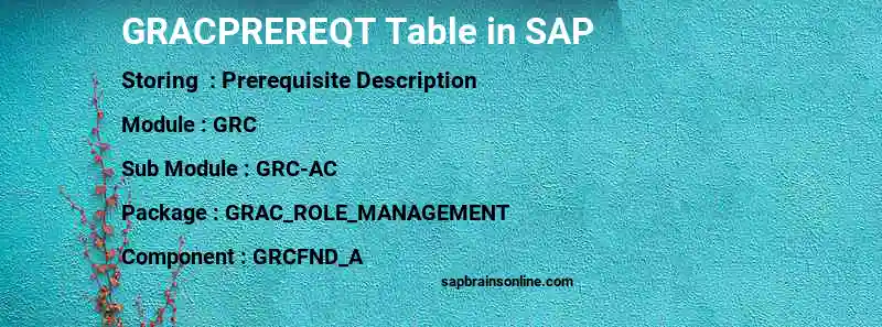 SAP GRACPREREQT table