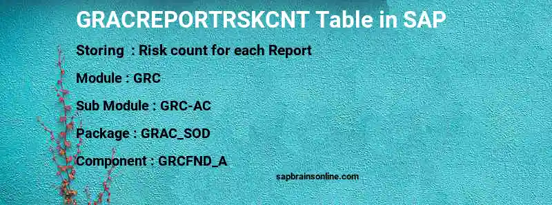 SAP GRACREPORTRSKCNT table