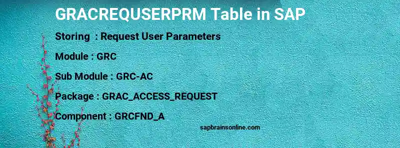 SAP GRACREQUSERPRM table