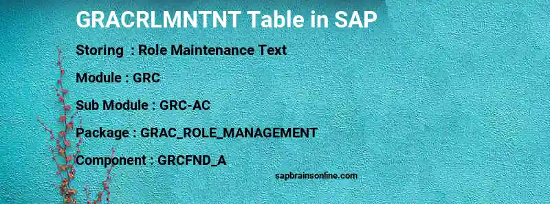SAP GRACRLMNTNT table