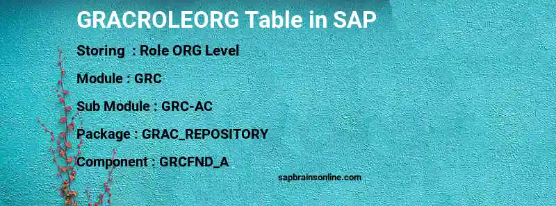 SAP GRACROLEORG table