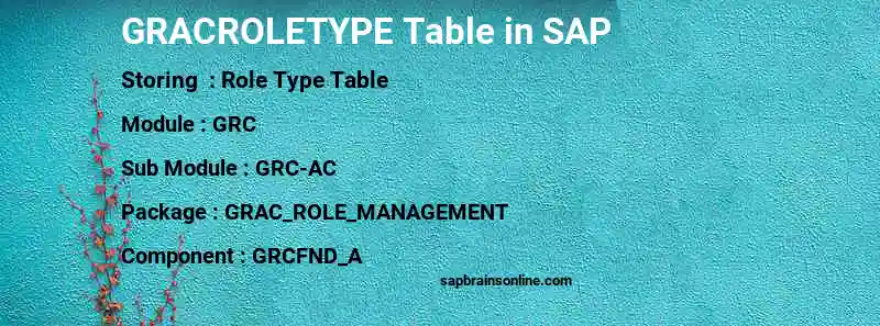 SAP GRACROLETYPE table